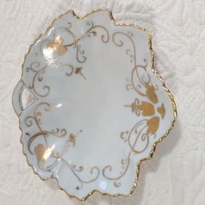 Antique Imperial Nippon Porcelain Gold Leaf Serving Dish Hand Painted